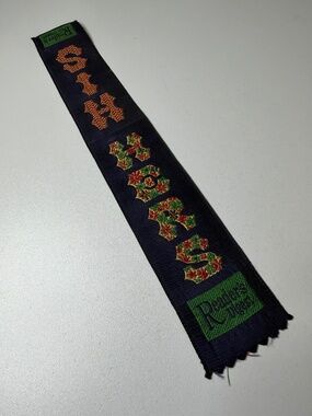 Vintage Readers Digest Hers His Black Embroidered Bookmark 10" x 1.5"
